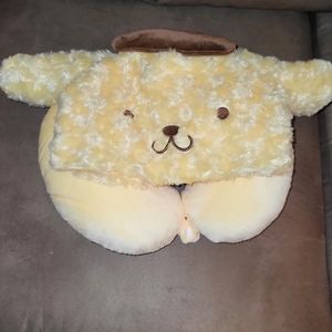 U-Shape PomPom Travel Neck Pillow with Hood